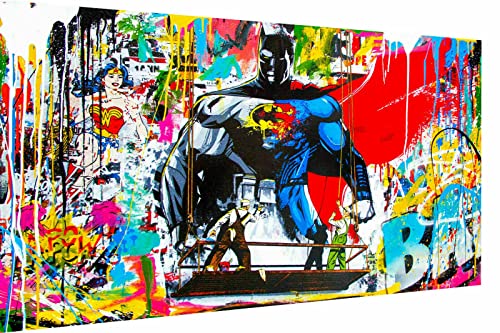 Magic Canvas Art Pop Art Batman Hero Held Leinwandbild 1- teilig Hochwertiger Kunstdruck Wandbilder – B8172, Größe: 150 x 100 cm von Magic Canvas Art