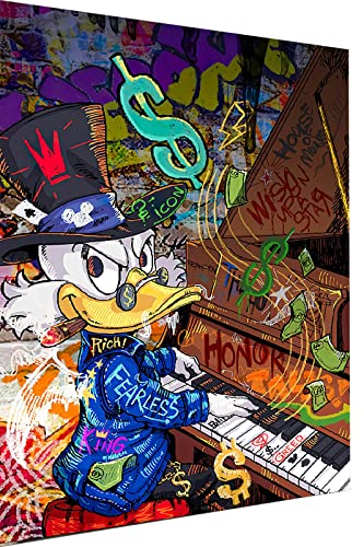 Magic Canvas Art Pop Art Dagobert Duck KlavierLeinwandbild 1- teilig Hochwertiger Kunstdruck Wandbilder – B8180, Größe: 60 x 40 cm von Magic Canvas Art