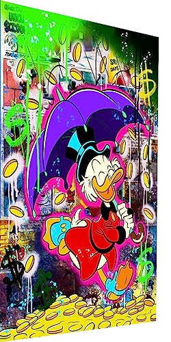 Magic Canvas Art Pop Art Donald Duck Auto Leinwandbild 1- teilig Hochwertiger Kunstdruck Wandbilder – B8101, Größe: 100 x 75 cm von Magic Canvas Art
