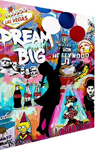 Magic Canvas Art Pop Art Dream Big Hollywood Leinwandbild 1- teilig Hochwertiger Kunstdruck Wandbilder – B8184, Größe: 120 x 80 cm von Magic Canvas Art
