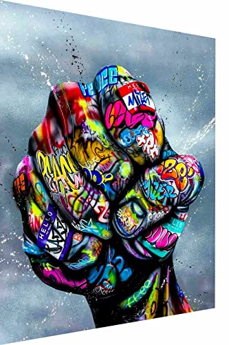 Magic Canvas Art Pop Art Faust Hand Leinwandbild 1- teilig Hochwertiger Kunstdruck Wandbilder – B8145, Größe: 120 x 80 cm von Magic Canvas Art