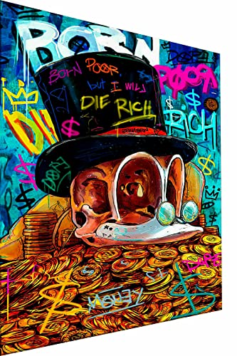 Magic Canvas Art Pop Art Geld Money Leinwandbild 1- teilig Hochwertiger Kunstdruck Wandbilder – B8128, Größe: 80 x 40 cm von Magic Canvas Art