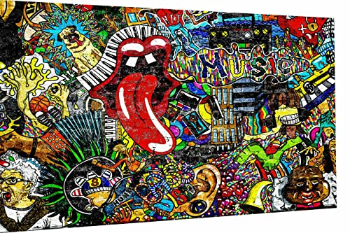 Magic Canvas Art Pop Art Leinwand Zunge Mund Leinwandbild 1- teilig Hochwertiger Kunstdruck Wandbilder – B8154, Größe: 180 x 100 cm von Magic Canvas Art