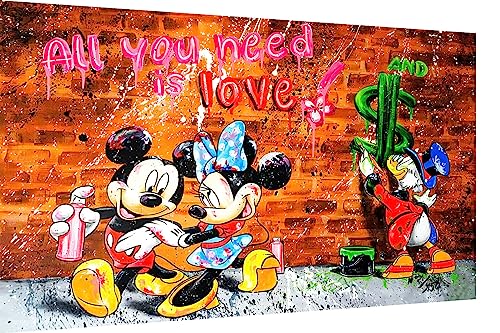 Magic Canvas Art Pop Art Liebe Micky Maus Leinwandbild 1- teilig Hochwertiger Kunstdruck Wandbilder – B8334, Größe: 150 x 100 cm von Magic Canvas Art