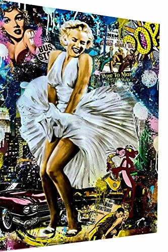 Magic Canvas Art Pop Art Marilyn Monroe Leinwandbild 1- teilig Hochwertiger Kunstdruck Wandbilder – B8066, Größe: 60 x 30 cm, Material: Leinwand von Magic Canvas Art