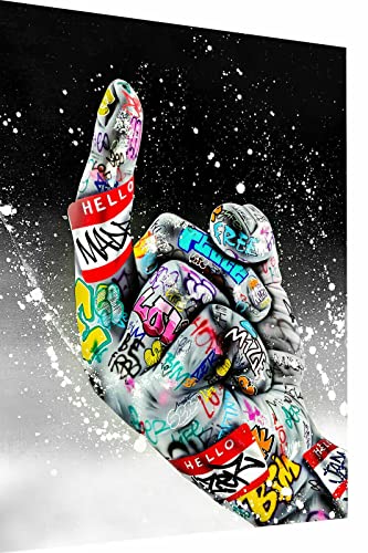 Magic Canvas Art Pop Art Mittelfinger Hand Leinwandbild 1- teilig Hochwertiger Kunstdruck Wandbilder – B8148, Größe: 180 x 100 cm von Magic Canvas Art