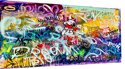 Magic Canvas Art Pop Art Snoopy Leinwandbild 1- teilig Hochwertiger Kunstdruck Wandbilder – B8274, Material: Leinwand, Größe: 120x60 cm von Magic Canvas Art