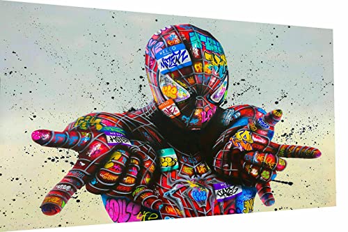 Magic Canvas Art Pop Art Spiderman Hero Held Leinwandbild 1- teilig Hochwertiger Kunstdruck Wandbilder – B8133, Größe: 120 x 80 cm von Magic Canvas Art