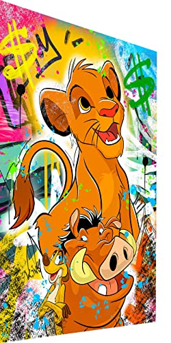 Magic Canvas Art SimbaTimon Pumbaa Popart Leinwandbild 1- teilig Hochwertiger Kunstdruck Wandbilder – B8454, Material: Leinwand, Größe: 60 x 40 cm von Magic Canvas Art