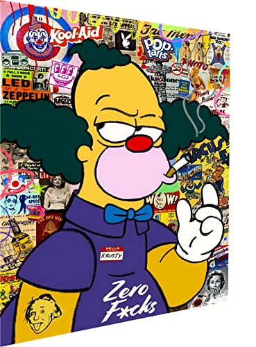 Magic Canvas Art Simpsons Krusty Pop Art Leinwandbild 1- teilig Hochwertiger Kunstdruck Wandbilder – B8364, Material: Leinwand, Größe: 120x80 cm von Magic Canvas Art