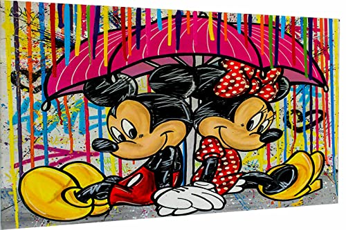 Pop Art Micky Maus Minnie Leinwandbild 1- teilig Hochwertiger Kunstdruck Wandbilder – B8167, Größe: 180 x 90 cm von Magic Canvas Art
