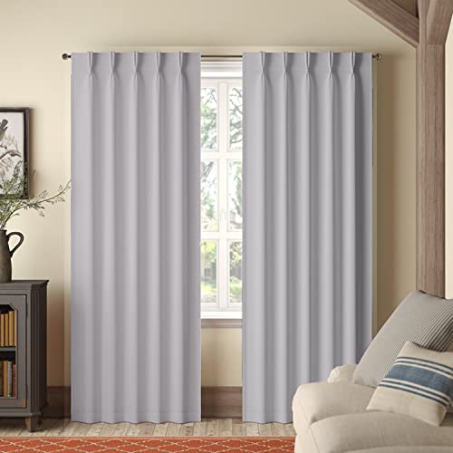 Magic Drapes Doppelte Falten-Verdunklungsvorhänge, 100% Polyester, Raumverdunkelungsvorhänge & Fensterpaneele für Bett Wohnzimmer B (66 cm + 66 cm) L84 (2 Bahnen kombiniert) (B 52 x L 84, Silber) von Magic Drapes