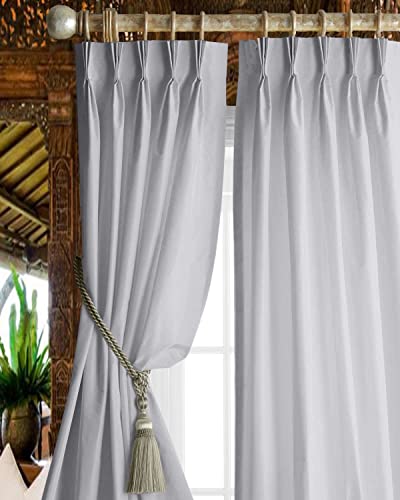Magic Drapes Verdunkelungsvorhang mit 3 Quetschfalten, 100% Polyester, wärmeisoliert, inklusive Fensterbehandlungspaneele für Zuhause (2 Paneele kombiniert) (132.1x114.3 cm, Silber) von Magic Drapes