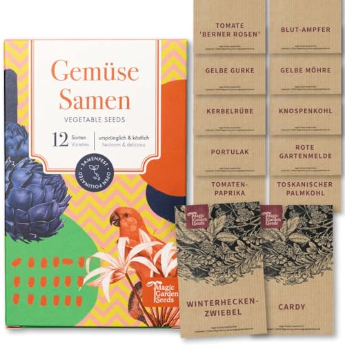 Gemüsesamen - 12 samenfeste alte Gemüsesorten für den Garten, das Hochbeet oder den Balkon - fast vergessen & lecker - Einsteiger-Saatgutset als kleines Geschenk oder für den Eigenbedarf von Magic Garden Seeds