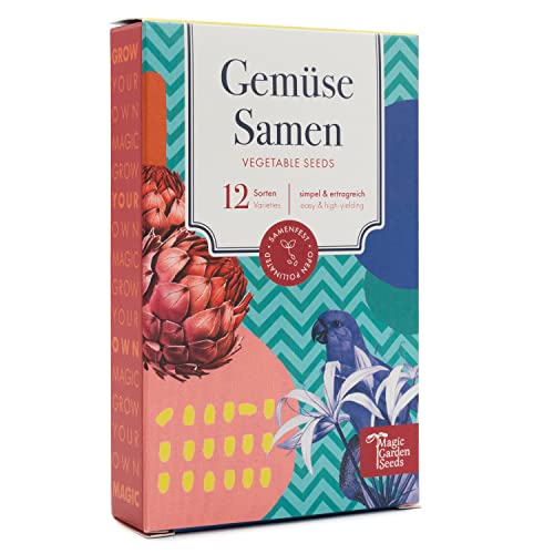 Gemüsesamen - 12 samenfeste bunte Garten-Gemüsesorten für den Garten, das Hochbeet und den Balkon - simpel & ertragreich - Einsteiger-Saatgutset als kleines Geschenk oder für den Eigenbedarf von Magic Garden Seeds