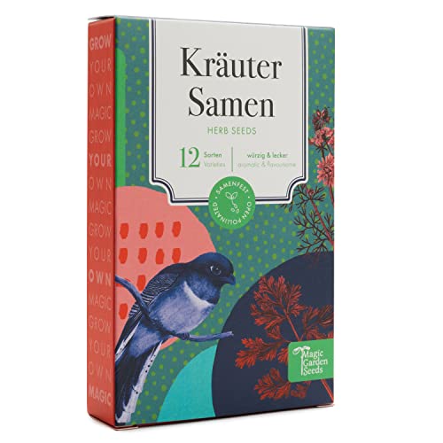 Kräutersamen - 12 samenfeste, aromatische Küchenkräutersorten für den Garten, das Hochbeet oder den Balkon - würzig & lecker - Eisteiger-Saatgutset als kleines Geschenk oder für den Eigenbedarf von Magic Garden Seeds