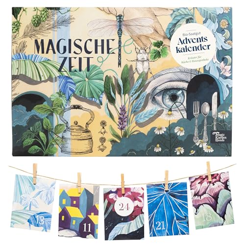 Magische Zeit - Bio-Saatgut-Adventskalender - Wundersame Kräuterwelt - 24 Adventskalendertütchen aus Papier befüllt mit Bio-Kräutersamentütchen von Magic Garden Seeds