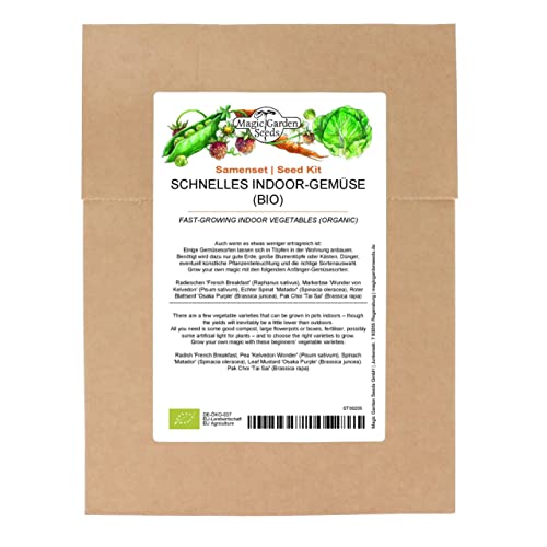 Schnelles Indoor-Gemüse (Bio) - Sameset mit 5 Anfänger-Gemüsesorten, die man ganzjährig auch in der Wohnung anbauen kann von Magic Garden Seeds