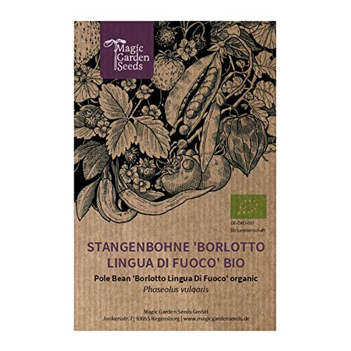 Stangenbohne 'Borlotto Lingua Di Fuoco' (Phaseolus vulgaris) Bio - ca. 30 Samen von Magic Garden Seeds