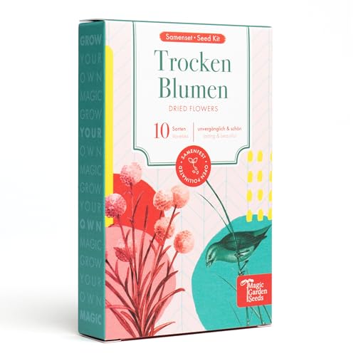 Trockenblumen - 10 samenfeste Blumensorten - unvergänglich & schön - Einsteiger-Saatgutset als kleines Geschenk oder für den Eigenbedarf von Magic Garden Seeds