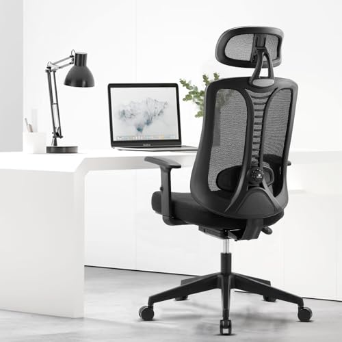 Magic Life Bürostuhl Ergonomischer Computer-Verstellbarer Schreibtischstuhl, verstellbare Lendenwirbelstütze mit verdicktem Kissen, 3D-Kopfstütze & Bequeme Armlehne Computerstuhl von Magic Life