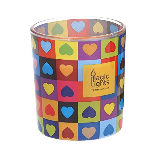 Kerze im Glas Pop Art Ø 7,5 x 8,4 cm Herzen Magic Lights von Magic Lights