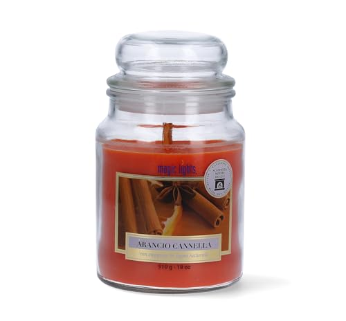 Magic Lights - Kerze im Glas 510 g Orange Zimt mit pflanzlichem Wachs min. 75% - Docht aus natürlichem Holz, der knistert, hergestellt in Italien von Magic Lights