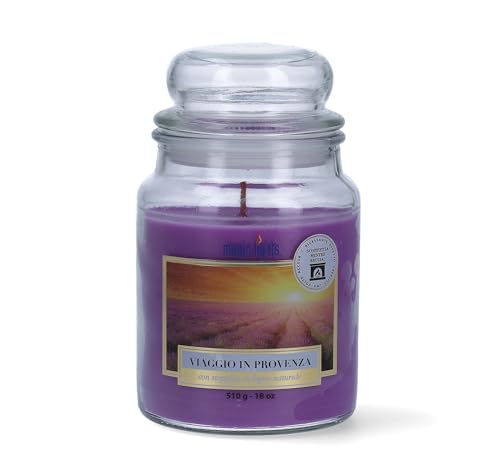 Magic Lights - Kerze im Glas 510 g Reise in die Provence - Lavendel mit pflanzlichem Wachs min. 75% - Docht aus natürlichem Holz, der platzt, Made in Italy von Magic Lights