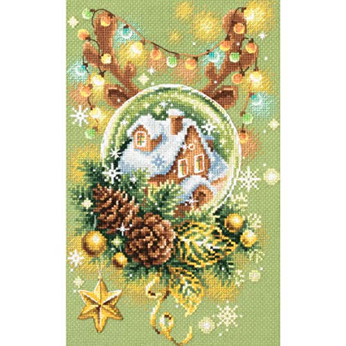 Magic Needle 100-245 ZW Weihnachten in Grün Kreuzstichset mit Zählmuster Zweigart Edition, Baumwolle, multifarbig, 17x27cm von Magic Needle