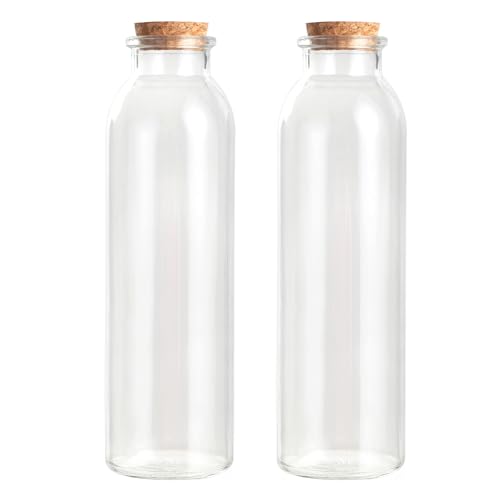 Magic Season Dekorative Glasflasche mit Korkverschluss (350 ml Runde Flaschen / 2 Stück) von Magic Season