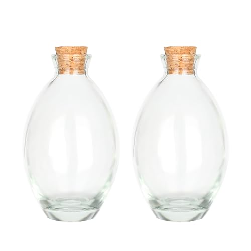 Magic Season Dekorative Glasflaschen mit Korkverschluss (177.4 ml), Oblate Flaschen Flaschen / 2er Set von Magic Season