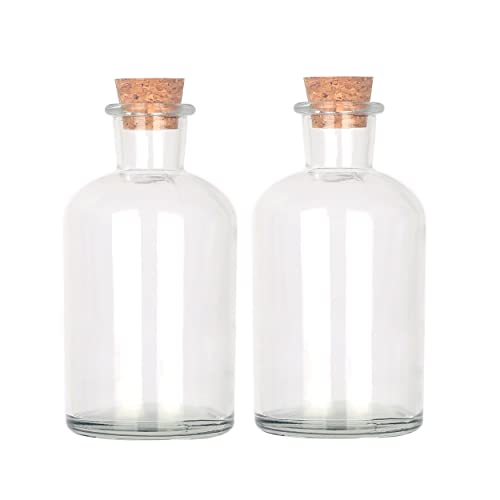 Magic Season Dekorative Glasflaschen mit Korkverschluss (250 ml, runde Flaschen, 2 Stück) von Magic Season