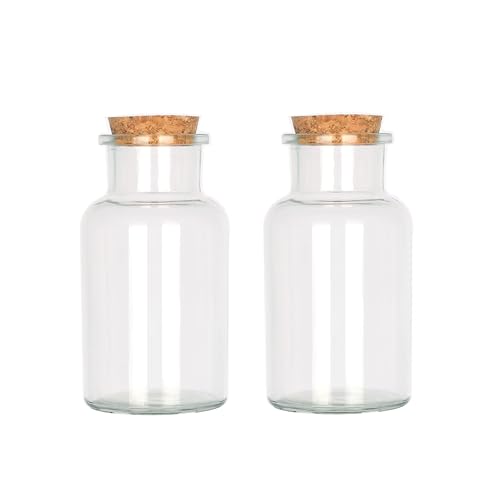 Magic Season Dekorative Glasflaschen mit Korkverschluss (250 ml Weithals-Rundflaschen/2er Set) von Magic Season