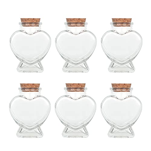 Magic Season Dekorative Glasflaschen mit Korkverschluss (80 ml Herzförmige Flaschen / 6 Stück) von Magic Season