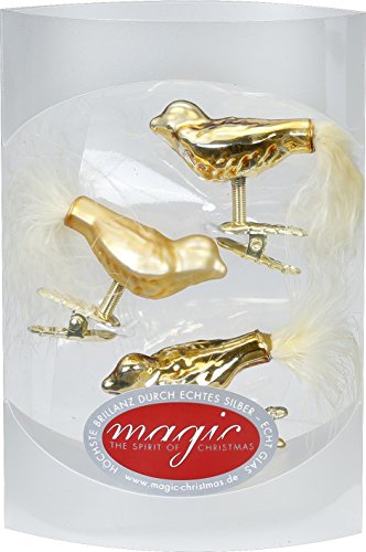 MAGIC 3 Vögel 4,5 cm Glas Weihnachtsschmuck Weihnachtsdeko Christbaumkugeln Christbaumschmuck 45mm Farbe: Inkagold Glanz/matt von Magic: The Gathering