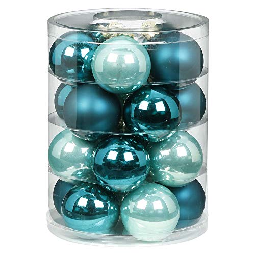 MAGIC Weihnachtskugeln Glas 6cm 20 STK. Christbaumkugeln Farbe: Green Emerald (Mint dunkel türkis meerblau) von MAGIC by Inge