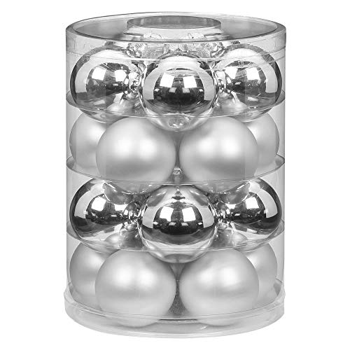 MAGIC Weihnachtskugeln Glas 6cm 20 STK. Christbaumkugeln Farbe: Silber Glanz/weiß matt von Magic: The Gathering