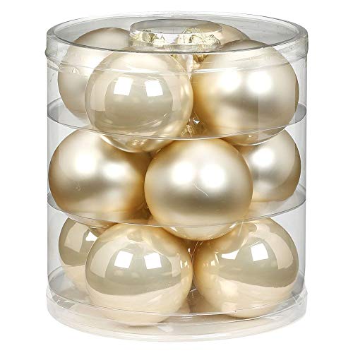 MAGIC Weihnachtskugeln Glas 8cm 12 STK. Christbaumkugeln Farbe: Perle - Champagner Opal/matt von MAGIC by Inge