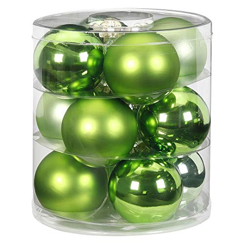 MAGIC Weihnachtskugeln Glas 8cm 12 STK. Christbaumkugeln Farbe: Sparkling Nature - grün hellgrün von MAGIC