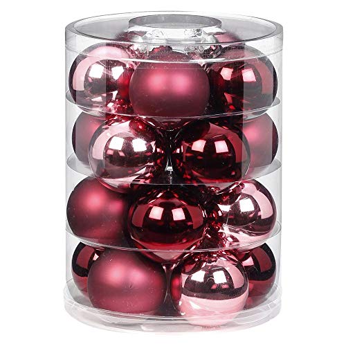 Magic Weihnachtskugeln Glas 6cm, 20 STK. Christbaumkugeln, Farbe: Berry Kiss (Beere Glanz matt) von MAGIC by Inge