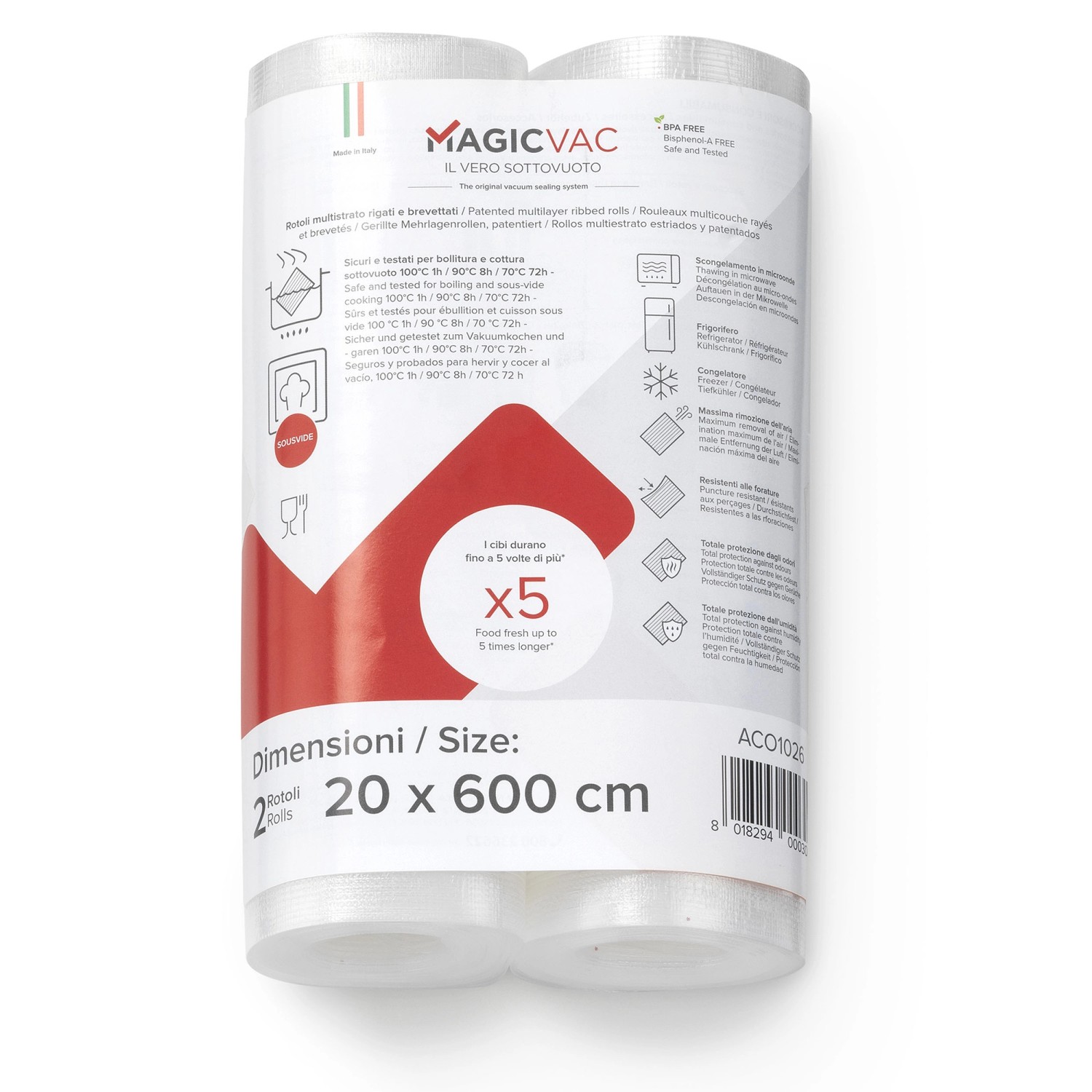 Magic Vac Vakuumierfolienrollen ACO1026 mit Label 20 cm x 600 cm 2 Stück Magic Vac Vakuumierfolienrollen ACO1026 mit Label 20 cm x 600 cm 2 Stück von Magic Vac