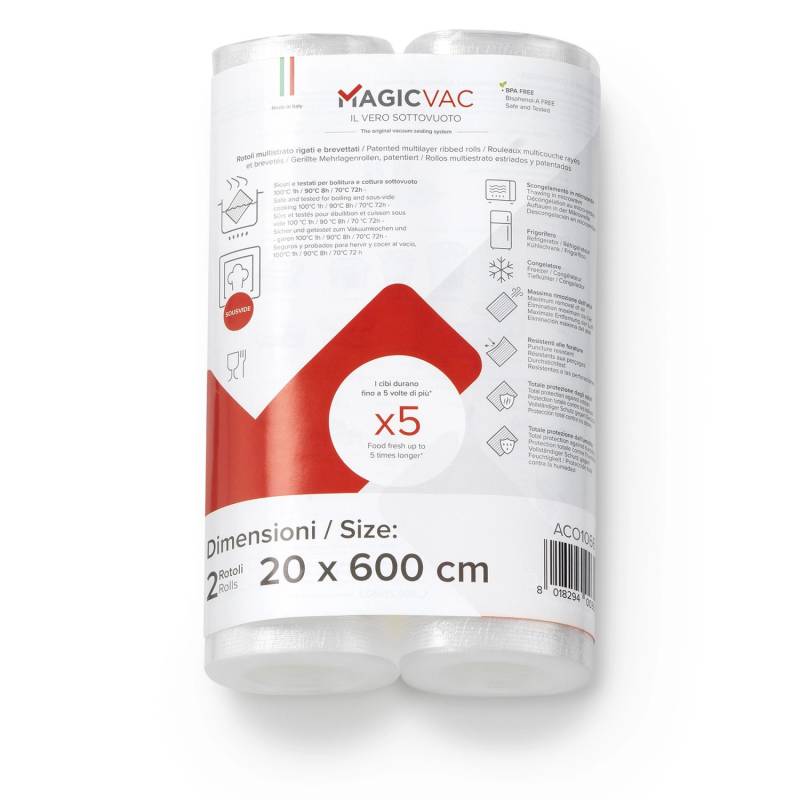Magic Vac Vakuumierfolienrollen ACO1066 Transparent 20 cm x 600 cm 2 Stück von Magic Vac