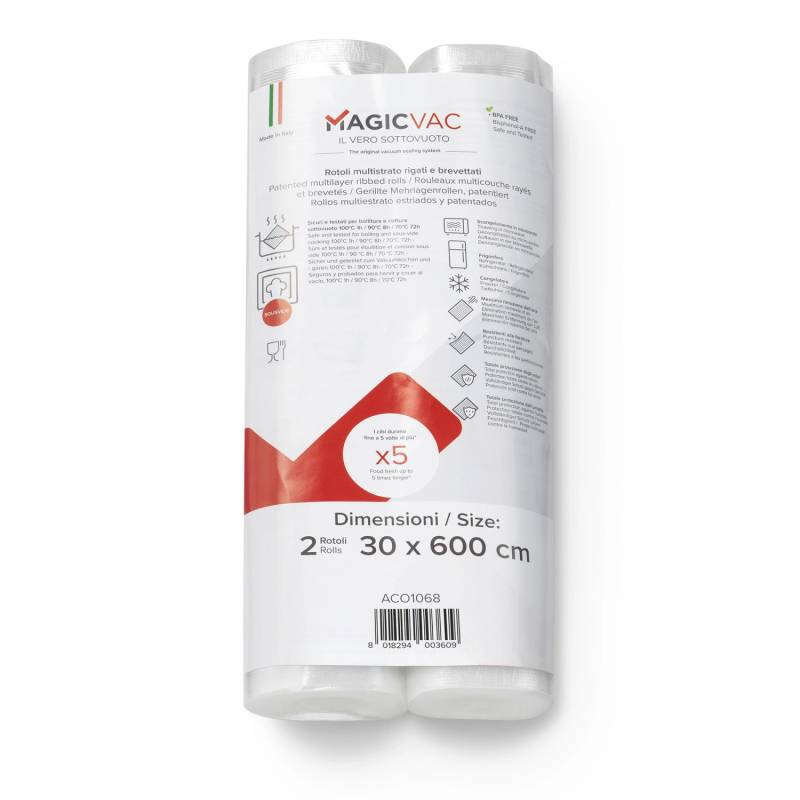 Magic Vac Vakuumierfolienrollen ACO1068 Transparent 30 cm x 600 cm 2 Stück von Magic Vac