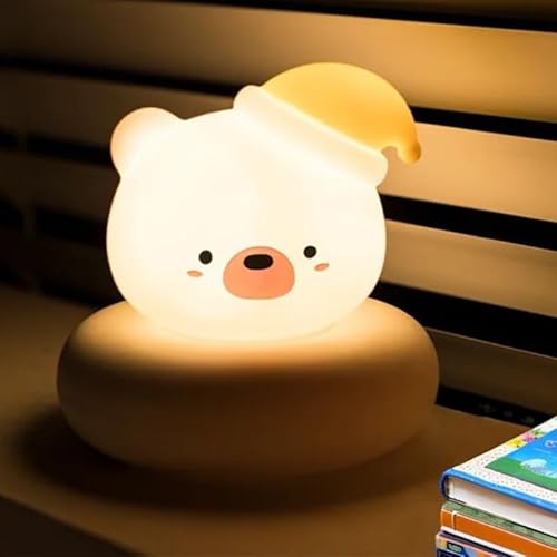 Magic Webstore LED-Nachtlicht für Kinderzimmer, wiederaufladbar, berührungsempfindlich, Nachttischlampe, für Mädchen, Jungen, Geschenke für Babys, Geburt, 3 Lichtmodi, verstellbar. (Bear) von Magic Webstore