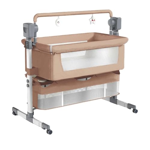 Magic ZC Babybetten Baby Krippe Kleinkind Nachttisch Sleeper Baby Bassinet Convertible Multifunktionale Portable Faltbare Babys Wiege Swing mit 5 Schwankende Getriebe (Brown) von Magic ZC
