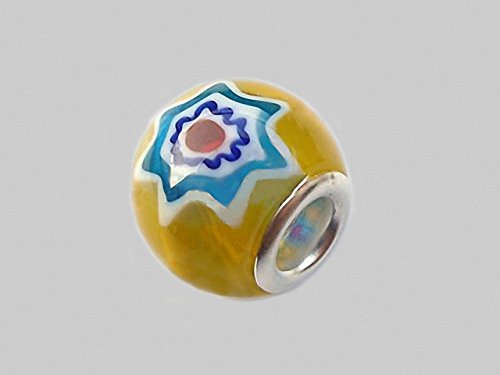 Magic and Arts Grosslochperle Millefiori gelb-weiss-blau von Magic and Arts