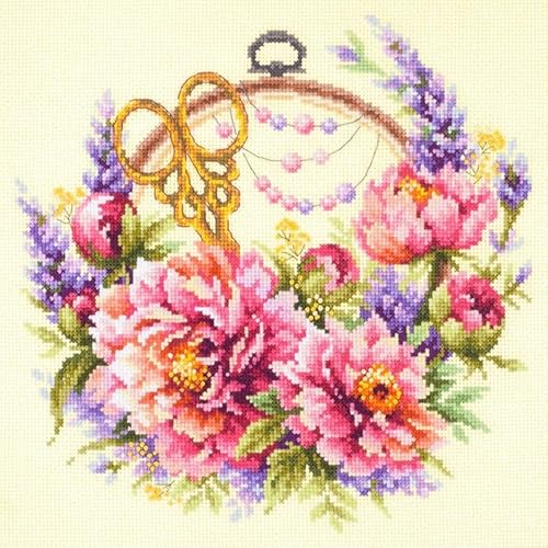 Magic Needle 100-124 ZW Pfingstrosen für Näherin Kreuzstichset mit Zählmuster Zweigart Edition, Baumwolle, multifarbig, 25x25cm von Magic Needle