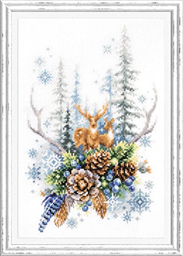 Magic Needle 200-017 ZW Winterwaldgeist Kreuzstichset mit Zählmuster Zweigart Edition, Baumwolle, multifarbig, 17x27cm Magic Needle 200-017 ZW Winterwaldgeist Kreuzstichset mit Zählmuster Zweigart Edition, Baumwolle, multifarbig, 17x27cm von Magic Needle