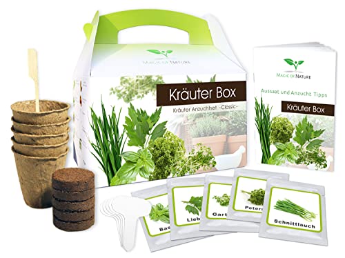 Magic of Nature Kräuter Box CLASSIC Anzuchtset zum Selberzüchten oder zum Verschenken - das perfekte Geschenk für jeden Anlass von Magic of Nature