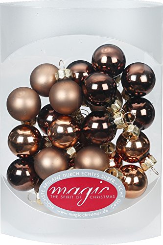 MAGIC 25 STK. Weihnachtskugel 2cm Glas Weihnachtsschmuck Weihnachtsdeko Deko Box Farbe: Elegant Lounge (Schokolade braun) von MAGIC by Inge